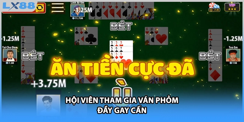 Hội viên tham gia ván phỏm đầy gay cấn