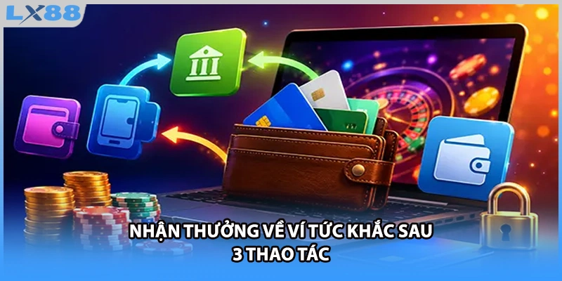 Nhận thưởng về ví tức khắc sau 3 thao tác